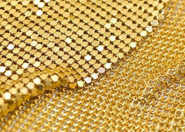 Shimmering Metal Sequin Fabric , Metal Mesh Fabric Curtain Shape Customized